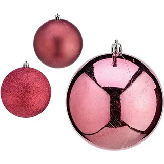 Weihnachtsbaumkugeln Krist+ Rosa Kunststoff Ø 10 cm 6 Stück - Rosa