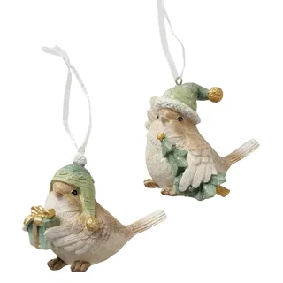 Boltze Home Weihnachtsanhänger Vogel 7,5x7cm - Weiß