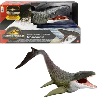 Mattel Jurassic World Rebirth Riesendino Mosasaurus-Actionfigur, Dinosaurierspielzeug, 94 cm, Mehrfarbig, Kunststoff