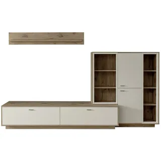 MCA Furniture Wohnkombination Santerno 2 | Soft white / Viking Oak | 3-teilig | ohne Beleuchtung - Braun