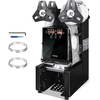 Vevor Becherversiegelungsmaschine, 500–650 Tassen/h, Verschließmaschine für 190 mm hohe & 90/95 mm große Tassen, Elektrischer Boba-Tee-Versiegeler mit LCD-Bedienfeld für Bubble Milk Tea Coffee