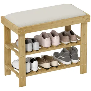 Homcom Schuhbank 60 x 49 x 29 cm cremeweiß / lackiert