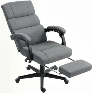 Homcom Bürostuhl, Ergonomischer Schreibtischstuhl mit Samt-Optik Fußstütze Dunkelgrau , Textil , 56x115x68.5 cm , Büromöbel, Bürostühle, Chefsessel