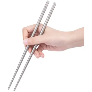 iBasingo Titan 2-Abschnitt Essstäbchen Camping Besteck Abnehmbare faltende Essstäbchen Outdoor Reise Tragbar Geschirr Kleine leichte Flachware Geschäftsreise Picknick Wandern Angeln Geschirr Ti1007T