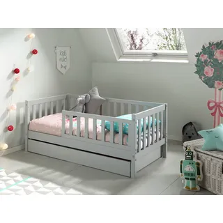 Vipack Kinderbett Juniorbett 70 x 140 cm Kiefer massiv hellgrau lackiert grau