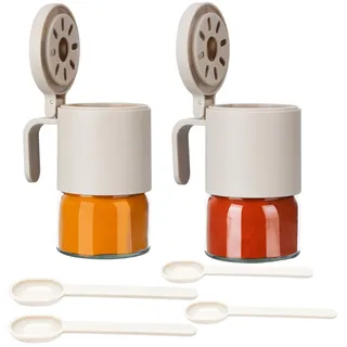 Belle Vous Gewürzdosen Set - 2 Stück - 350 ml pro Dose - Vorratsdose mit Deckel und Löffeln - Gewürzbox für Salz, Zucker und Kaffee - Zuckerstreuer Glas - Zuckerdose mit Löffel