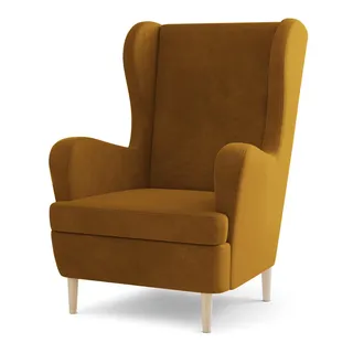 Masseno Sessel Vogera, Ohrensessel Polstersessel, Gelb , Holzwerkstoff , 78x103x85 cm , Wohnzimmer, Sessel, Ohrensessel