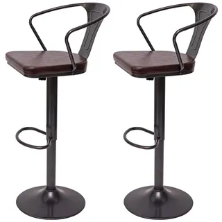 Mendler 2er-Set Barhocker HWC-H10b, höhenverstellbar, Armlehne, Tresenhocker Barstuhl Industrial drehbar ~ vintage schwarz-braun