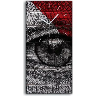 Wandbild Leinwand Bilder mit Uhr 30x60 Wand Kunst Bild Augenskizze Graffiti - weiße Hände - Weiß