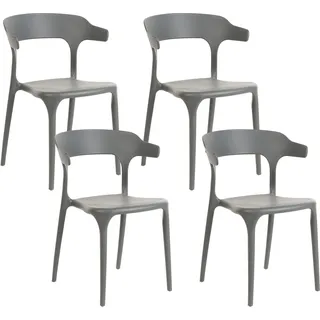 Beliani Esszimmerstuhl Kunststoff grau 4er Set