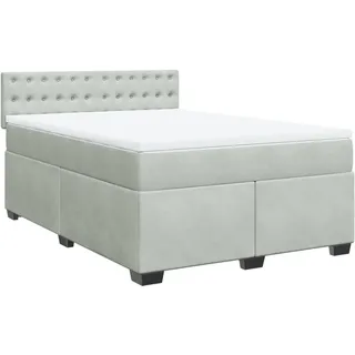 vidaXL Boxspringbett mit Matratze Hellgrau 140x190 cm Samt - Grau