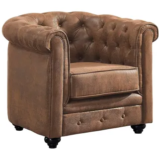 vente-unique Sessel - Microfaser - Vintage-Look - Chesterfield