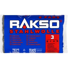 RAKSO Stahlwolle grob 3-8 Pads, verstärkt natürliche Maserung von Holz, säubert Glas, aufrauen von altem Lack, Farbe