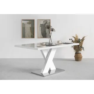 INOSIGN Esstisch »Ali, TOPSELLER! Modernes Design«, (Tisch, Küchentisch), Breite 160 cm, weiß Hochglanz, Bodenplatte aus Metall, weiß