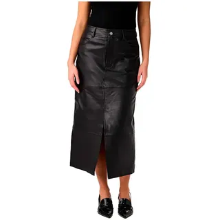 Yas Mina Leather Langer Rock - Black - XS