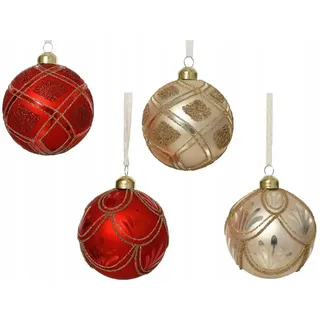 Christbaumkugel aus Glas mit Glitzer 8cm 1 St. - Gold, Rot