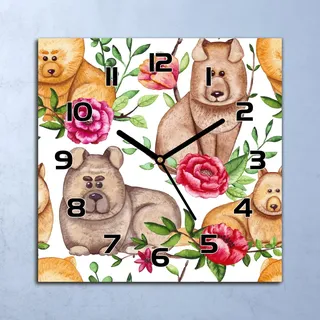 Wanduhr Echt-Glas-Küchenuhr Chow Chows Hunde Quarz Lautlos 30x30 Deko Bilder