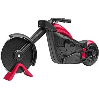 Unyqoos® Motorrad-Pizzaschneider mit Ständer, Edelstahl & PP, antihaftbeschichtetes Messer, kompakt & leicht – dekoratives Küchen-Gadget & Geschenk - Rot