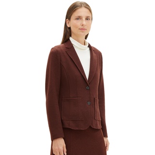 TOM TAILOR Damen Basic Cosy Blazer mit Taschen , raisin melange, S