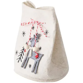 Boltze Home Geschenktasche Joy H. 14,5 cm , Creme , Textil , 12x14.5x12 cm , Dekoration, Weihnachtsdekoration