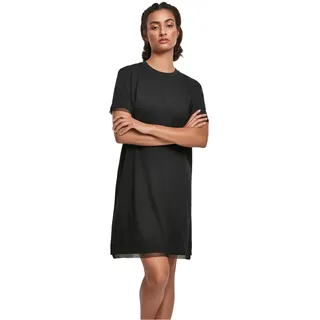 Urban Classics Damen Ladies Boxy Lace Hem Tee Dress Kleid, Schwarz