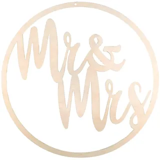 Rayher Holz-Kranz "Mr & Mrs", 30 cm ø, zum Hängen, Holz, FSC zertifiziert, natur, Holz-Dekoration Hochzeit, Holzkranz zum Basteln und Bemalen, 62935505