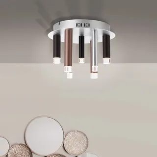 Brilliant Cembalo 7-flammig zylinderförmig Aluminium und Schwarz und Braun