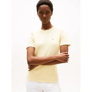 T-Shirt TOMMY HILFIGER "SLIM CODY C-NK SS", Damen, Gr. XL (42), frozen custard, Jersey, Obermaterial: 100% Baumwolle, unifarben, slim fit hüftlang, Rundhals, abgesteppt, Shirts T-Shirt, Baumwolle, slim fit