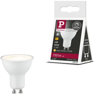 Paulmann 29170 LED Reflektor GU10 750lm 8W 2700K dimmbar Weiß matt 36° Leuchtmittel RAL9003