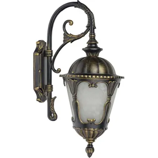 TYBR Antike Außenlampe Wand in Gold Laterne H:46cm IP44 E27 dekorative Wandleuchte Vintage Hof - Schwarz