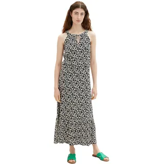 TOM TAILOR Damen 1037238 Maxikleid mit Volant, 32148-Black Small Abstract Design, 34