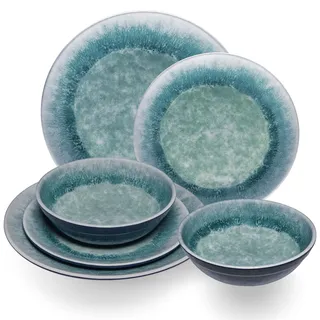 Melamin Geschirr Set Adria Blue 2 Personen Blau Wohnwagen Camping Picknick