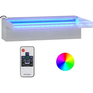 vidaXL Wasserfall-Element mit RGB LEDs Edelstahl 30 cm - Silber
