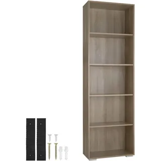 Tectake Bücherregal 60 x 30 x 190 cm Braun