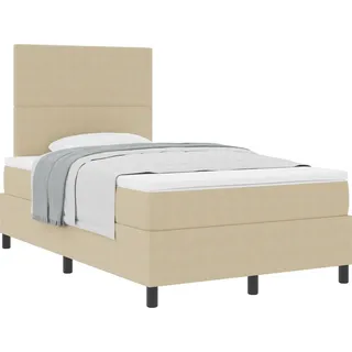 Boxspringbett mit Matratze in Beige 120x200 cm Cordstoff, Klassische Betten DesignMöbel Neu - Beige