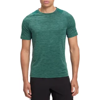 Laufshirt ENERGETICS "HE.-T-SHIRT AILO SHORT SLEEVE M", Herren, Gr. L, grün (919 melange, blau pet), Obermaterial: 88% Polyester, 12% Elasthan, Rundhals, Shirts Laufshirt, mit Flachnähten, aus elastischem Material