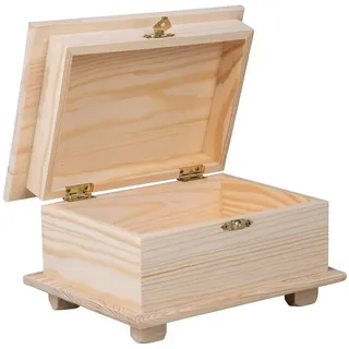Rayher Holz Schatulle, FSC 100%, natur, 10,5 x 19 x 13,5 cm, Holzbox mit Deckel und Schnappverschluss, Holzkiste FSC zertifiziert, Aufbewahrungsbox zum Bemalen 64509505