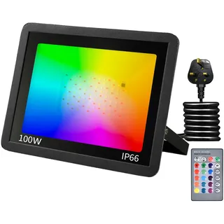 RGB LED Strahler 100W Fluter Außen Strahler 16 million Farben und 20 Modi Smart LED Flutlichtstrahler, IP66 Außenstrahler Wasserdicht LED Flutlicht, Garten Stimmungslichter