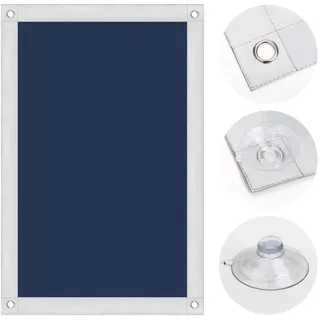 OBdeco Thermo Rollo 100% Verdunkelung Sonnenschutz Verdunkelungsrollo für Velux-Dachfenster Hitzeschutz ohne Bohren mit Saugnäpfen Dunkelblau 48x98cm für FK06