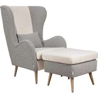 Home Affaire Sessel HOME AFFAIRE "Salla Bezug Bouclé oder Struktur fein, Ohrensessel", beige (creme, taupe), B:78cm H:118cm T:94cm, 100% Polyester, Sessel, Sessel, wahlweise mit oder ohne Hocker; großer Sessel: Maße B/T/H: 78/94/118cm
