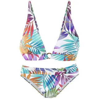 LASCANA Triangel-Bikini Damen weiß bedruckt Gr.34 Cup C/D