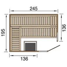 Bild von Premium Massivholz-Elementsauna Kemi Eck 2 mit Glastür/Fenster inkl. Komfortpaket-7,5 kW BioS inkl. Steuerung