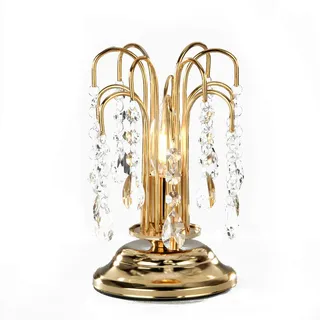Kristall-Tischleuchte , Goldfarben , Metall, Glas , 23 cm , Lampen & Leuchten, Innenbeleuchtung, Tischlampen, Tischlampen