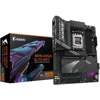 GIGABYTE X870 A Elite WIFI7-Mainboard - Unterstützt AMD Ryzen 9000 CPUs, 16+2+2 Phasen VRM, bis zu 8000MHz DDR5 (OC), 3xPCIe 5.0, Wi-Fi 7, 2.5GbE LAN, USB 4