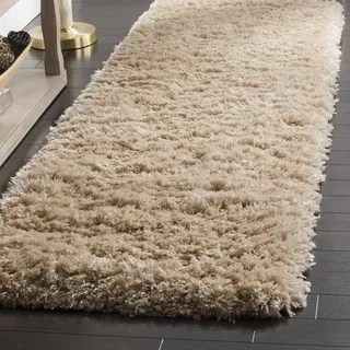 SAFAVIEH Zottelig Teppich für Wohnzimmer, Esszimmer, Schlafzimmer - Polar Shag Collection, Kurzer Flor, Hell beige, 69 X 244 cm