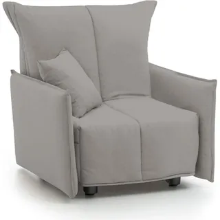 Schlafsofa Dabari, Einzelsofa, 100%  Italy, Wohnzimmersessel mit Trolley-Öffnung, aus gepolstertem Stoff, mit Standard-Armlehnen, Cm 110x90h85, Grau - Grau