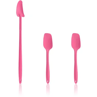 Kochblume Geizhals Set, Restelöffel, Flexlöffel S | Premium Premium-Silikon & BPA freimit Edelstahlkern | In der bunten Box (pink, 3er Set)