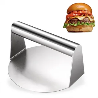 katmerio Burgerpresse aus Edelstahl 304, 5,5 Zoll Runde Burger Pattie Presse, Professionelles Hamburgerpresse Grillzubehör, für Flat Top Grill, Squeeze Grease, Lebensmittelecht & Spülmaschinenfest