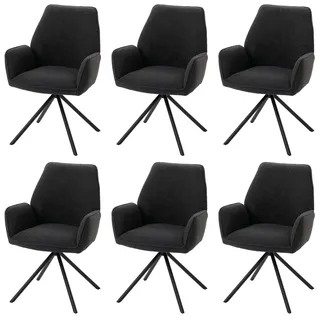 Mendler Esszimmerstuhl HWC-G67 Stoff Bouclé MVG dunkelgrau 6er Set