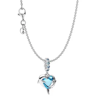 Pandora Damen-Kette Silber Geschenk-Set Blaue Muranoglas Delfine